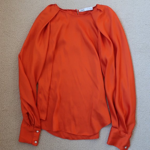 ZARA orange blouse with crystal sleeve - Picture 11 of 16